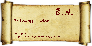 Belovay Andor névjegykártya